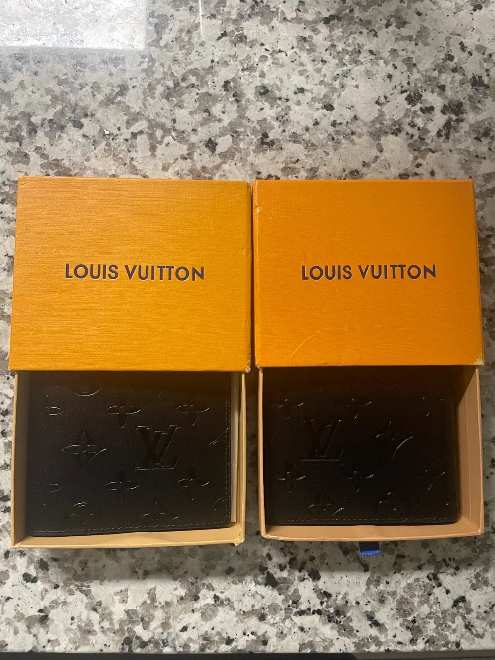 Louis Vuitton Men's Black Embossed Monogram Wallet damaged box two for 80$